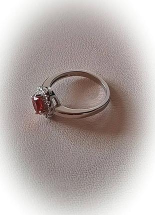 🫧 16.5 размер кольцо серебро родий фианит розовый viva magenta3 фото