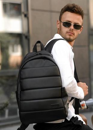 Мужской черный городской рюкзак из искусственной кожи с отделением под ноутбук7 фото