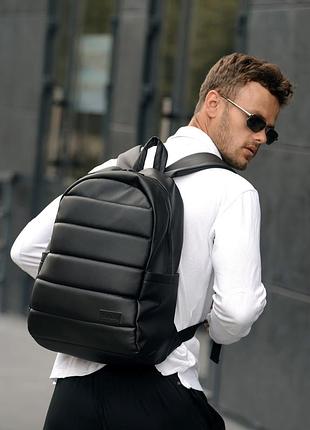 Мужской черный городской рюкзак из искусственной кожи с отделением под ноутбук