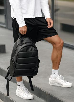 Мужской черный городской рюкзак из искусственной кожи с отделением под ноутбук9 фото
