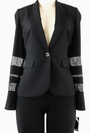 Черный пиджак "12" (usa) с прозрачными вставками на рукавах (48-50 р)3 фото