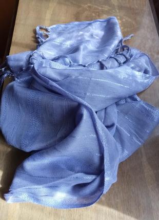 Бузковий віскозний шарф палантин з люрексом3 фото