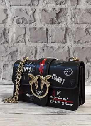 Стильная сумка pinko love bag graffiti черная7 фото