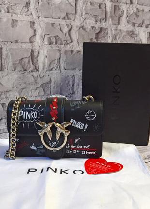 Стильная сумка pinko love bag graffiti черная6 фото