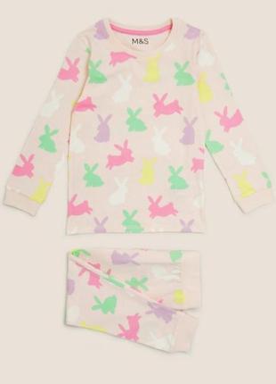 Пижама для девочки бренд marks&spencer kids великобритания зайчики2 фото