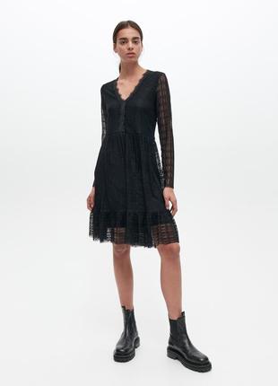 Черное кружевное платье reserved размер: xs - s большемерит