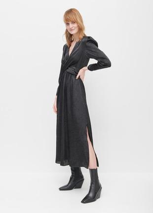 Платье из жатой ткани reserved черного цвета