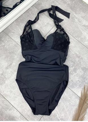 Слитный женский купальник черный на большую грудь сексуальный figleaves3 фото