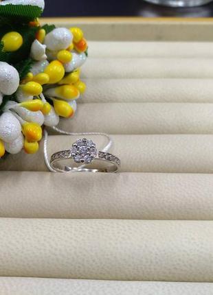 Серебряный кольца цветок ромашка с фианитом 925 последний размер 18,5 скидка4 фото
