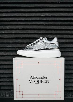 Шикарні жіночі кросівки mcqueen "leather-trimmed glitter" накладений платіж9 фото