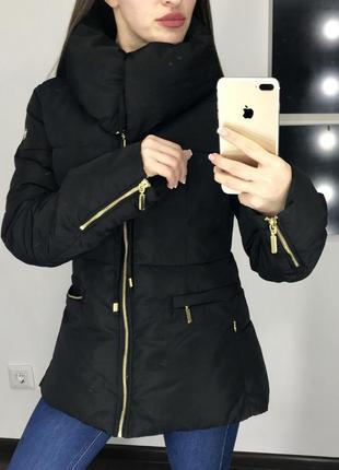 🧥отпадная демисезонная чёрная куртка дутик/ пуховик с объёмным воротником🧥2 фото