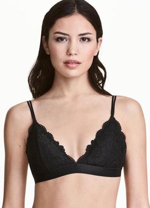 Чорний, мереживний бралет h&m