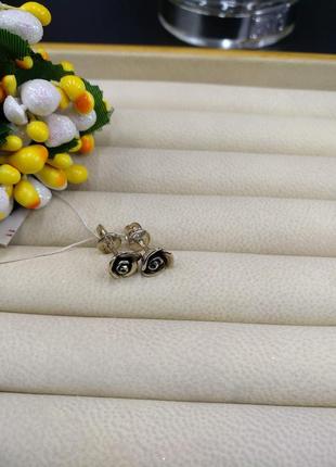 Срібні сережки гвоздики пусети квітка трояндочки 925 чорніння3 фото