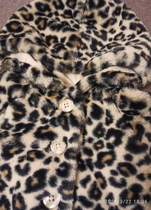 Меховушка шубка для дівчинки куртка шуба лео леопардова2 фото