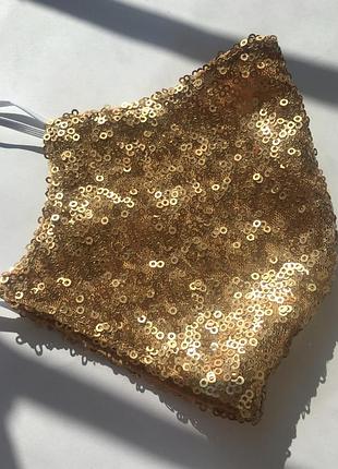 Многоразовая маска, золотые пайетки