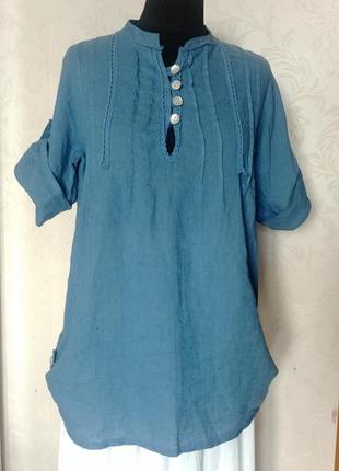 Италия льняная рубашка блуза лен бохо2 фото