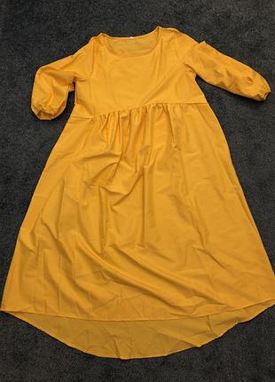 Яркое желтое платье/ платье оверсайз