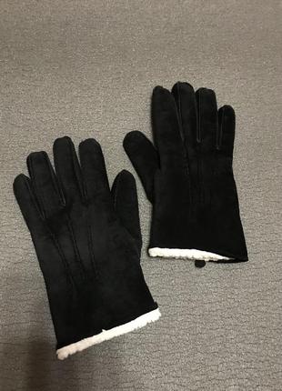 Замшеві рукавички на хутрі