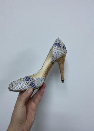 Женские туфли на каблуку  шанель chanel твидовые3 фото