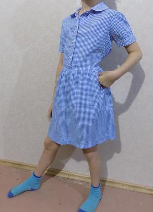 Платье коттоновое в клетку, 7-9 лет.2 фото
