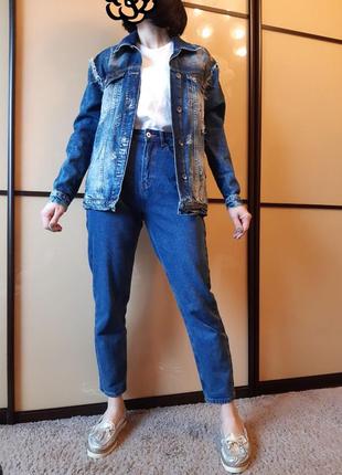 Джинсова куртка подовжена оверсайз its basic 1981 denim ❤ oversize😎10 фото