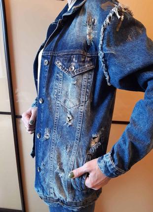 Джинсова куртка подовжена оверсайз its basic 1981 denim ❤ oversize😎9 фото