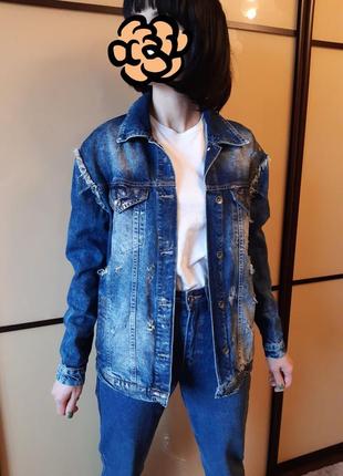 Джинсова куртка подовжена оверсайз its basic 1981 denim ❤ oversize😎6 фото