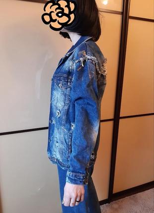 Джинсова куртка подовжена оверсайз its basic 1981 denim ❤ oversize😎8 фото