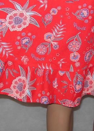 Красное платье сарафан bonmarche цветочный принт низ небольшой волан размер uk146 фото