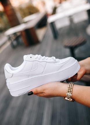 Nike air force shadow full white, жіночі кросівки на товстій підошві найк