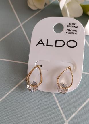 Золотисті сережки з цирконієм, серьги гвоздики капельки aldo с сайта asos