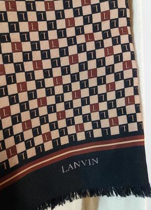 Шарф премиального бренда lanvin франция брендирован шелк кашемир шерсть
