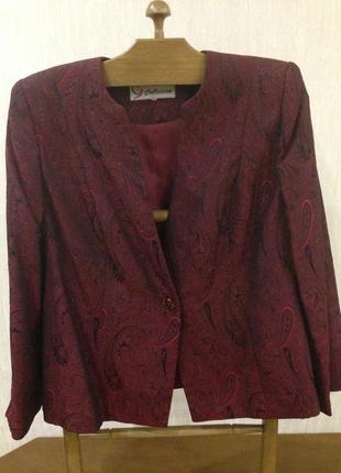 Пиджак collection на подкладе, бардово-красный , 52 размер1 фото