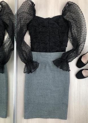 Юбка спідниця юбка-карандаш. стильна елегантна базова сіра