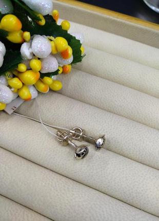 Срібний набір сережки гвоздики пусети і кільце трояндочки 9255 фото
