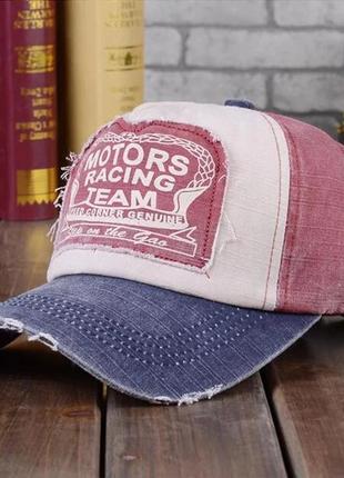 Кепка бейсболка motors racing team, унисекс красная