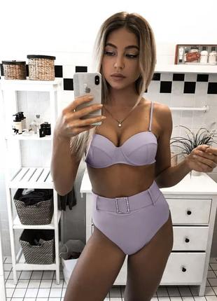 Красивий роздільний ретро купальник з завищеною посадкою