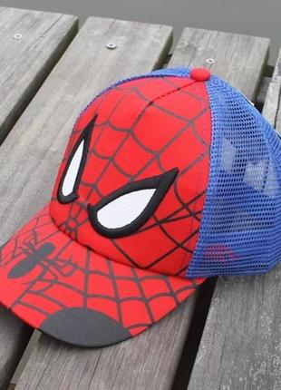 Детская кепка бейсболка человек паук (spider man) с гнутым козырьком синяя, унисекс