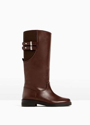 Кожаные демисезонные сапоги zara