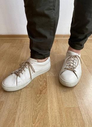 Стильные белые кожаные мокасины кеды кроссовки 44 размера2 фото
