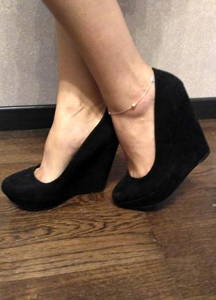 Туфли черные stradivarius, замш, 24см
