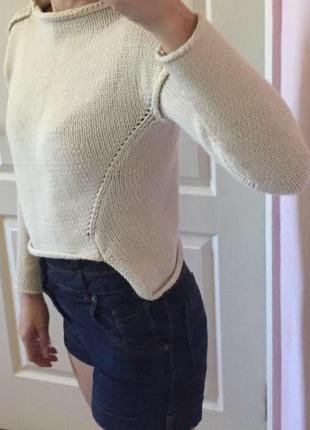 Вязаный кроп свитер свитшот джемпер с швом навыворот3 фото