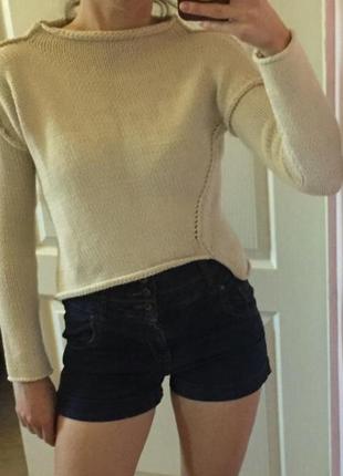 Вязаный кроп свитер свитшот джемпер с швом навыворот2 фото