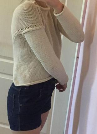 Вязаный кроп свитер свитшот джемпер с швом навыворот4 фото