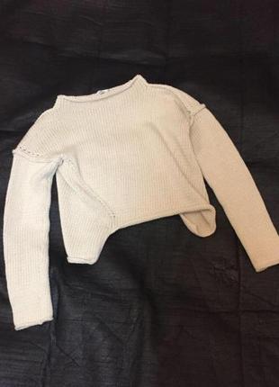 Вязаный кроп свитер свитшот джемпер с швом навыворот5 фото