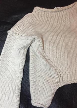 Вязаный кроп свитер свитшот джемпер с швом навыворот6 фото