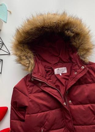 🧥чудесная бордовая куртка zara/тёплая куртка с капюшоном/марсаловая куртка🧥3 фото