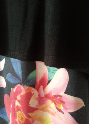 Трикотажное платье миди сукня в цветочный принт цветы плаття батал so fabulous р.52-546 фото
