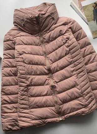 🧥розовая куртка дутик с мехом/демисезонная нюдовая куртка-пуховик с мехом🧥8 фото