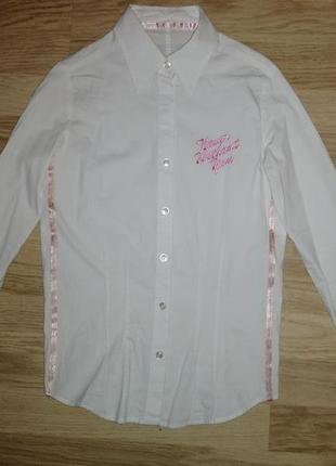Рубашка белая стильная школьная для девочки, р. 140-146/10-11